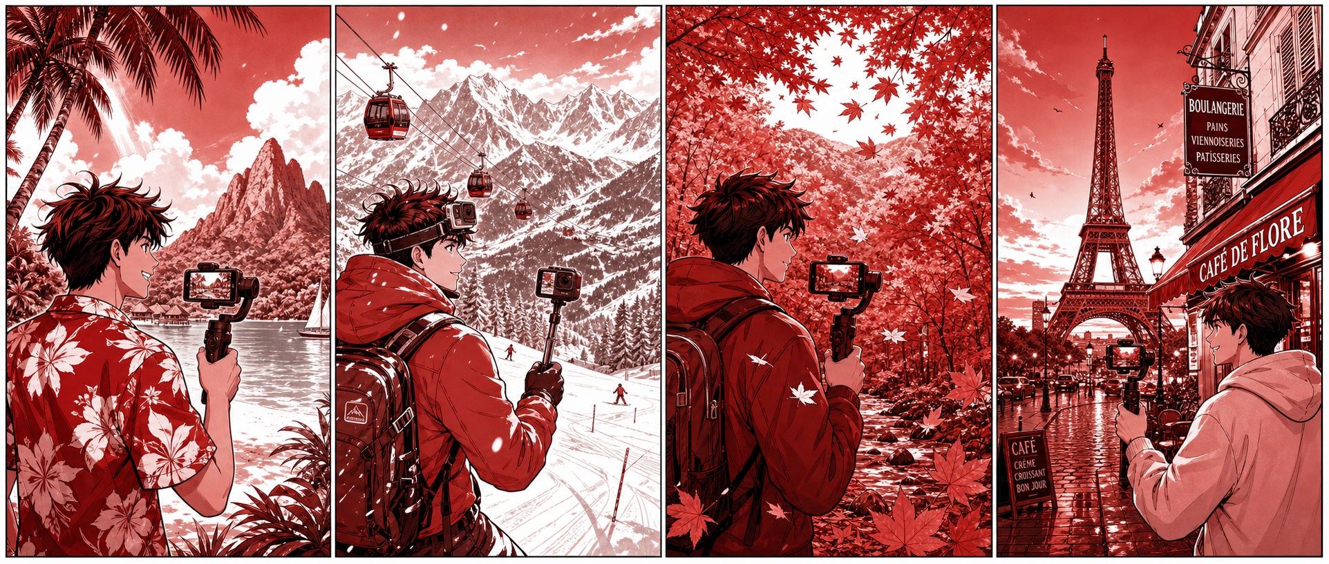 Four seasons content creation illustration